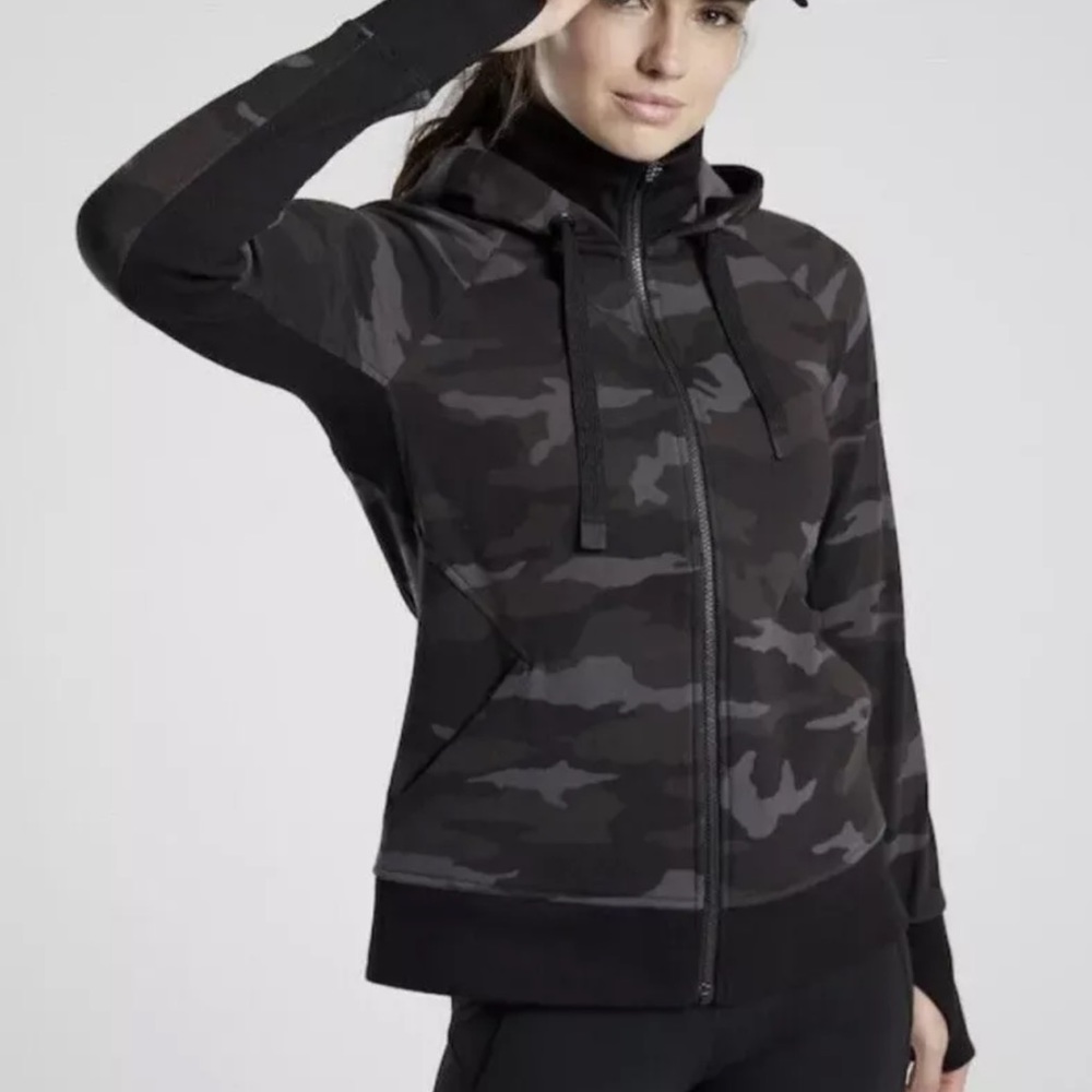 Athleta Triumph Printed Camo Full Zip Sweatshirt With Hoodie  Size XS